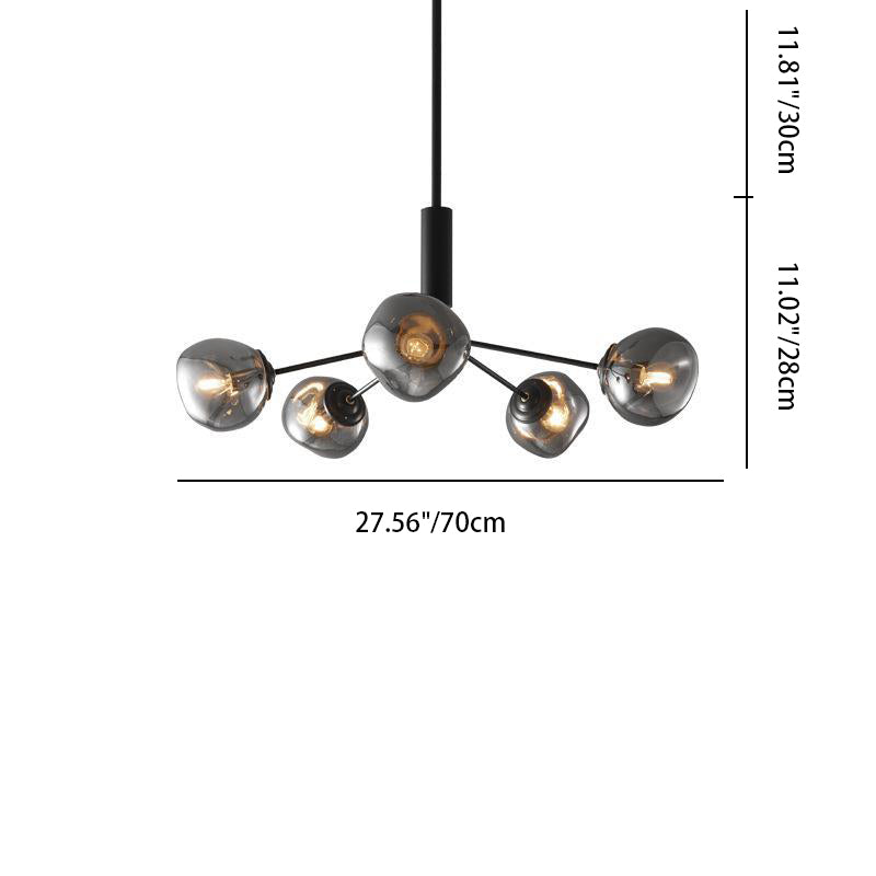 Zeitgenössischer kreativer Lava-Kugel-Kronleuchter aus kupfernem Glas mit 3/5/8 Lichtern für Wohnzimmer 