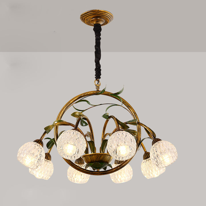 Traditional French Round Iron Glass 6/8/10 Light Chandelier For Bedroom