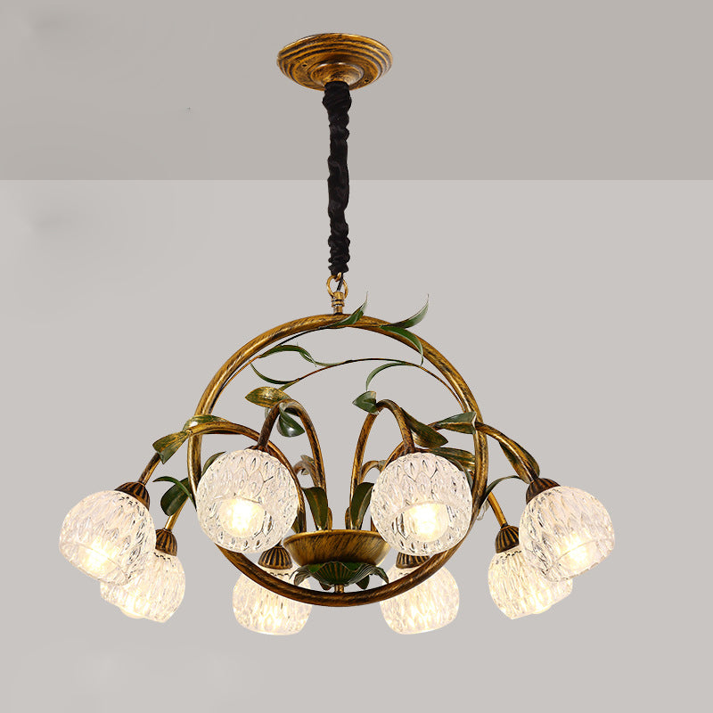Traditional French Round Iron Glass 6/8/10 Light Chandelier For Bedroom
