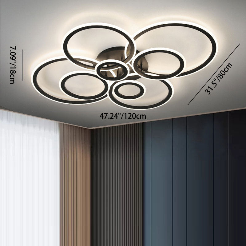 Moderne minimalistische Kombination runder Kreis Hardware Acryl LED Semi-Flush Mount Deckenleuchte für Wohnzimmer 