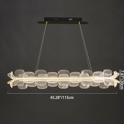 Moderne minimalistische runde Blume klares Metall Acryl LED Insel Licht Kronleuchter für Esszimmer 