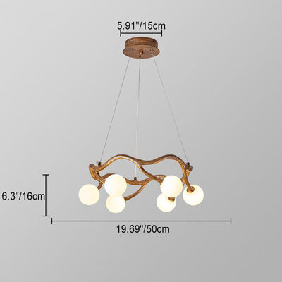 Zeitgenössische kreative runde Baum Zweig Hardware Glas 6/8/10/12 Licht Kronleuchter für Wohnzimmer 