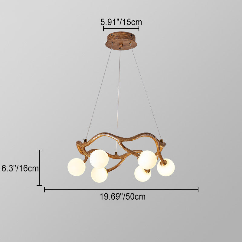 Zeitgenössische kreative runde Baum Zweig Hardware Glas 6/8/10/12 Licht Kronleuchter für Wohnzimmer 