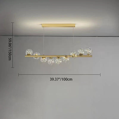 Contemporary Scandinavian Glass Magic Bean Long Strip 7/9/11 Light Island Light Chandelier For Dining Room