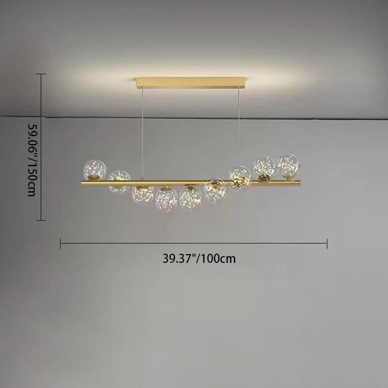 Contemporary Scandinavian Glass Magic Bean Long Strip 7/9/11 Light Island Light Chandelier For Dining Room