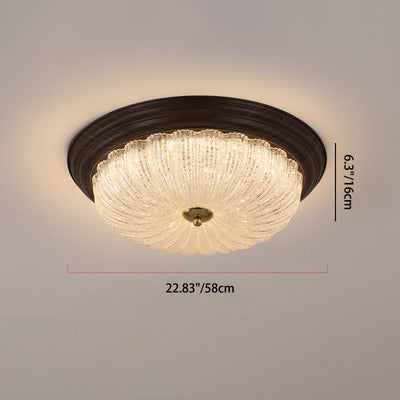ضوء سقف مثبت بمصابيح LED بتصميم دائري تقليدي قديم من الكريستال والزجاج والحديد مع حبيبات خشبية للماء لغرفة المعيشة 