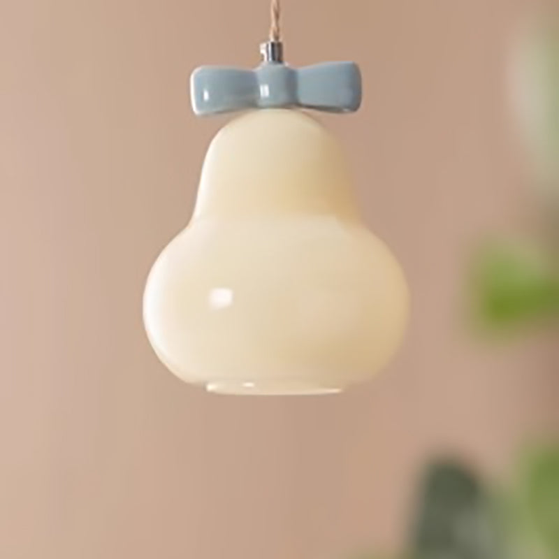 Contemporain Créatif Gourde Bow Matériel Verre Suspension 1-Lumière Pour Salon 