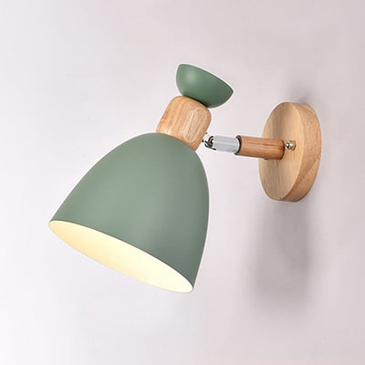 Moderne minimalistische runde Horn Aluminium Holz 1-Licht Wandleuchte Lampe für Schlafzimmer 