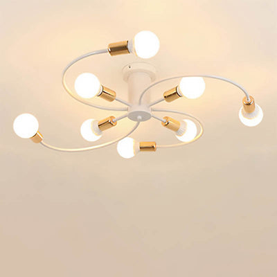 Moderne Mid-Century Runde Eisen 6/8 Licht Semi-Flush Deckenleuchte für Wohnzimmer 