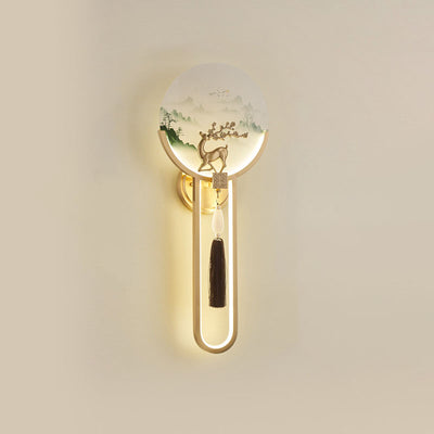 Modern Transitional Round Fawn All Copper Glass Silicone LED Wall Sconce Lamp For Living Room