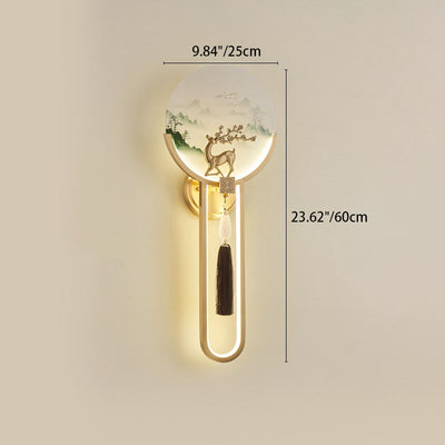 Traditional Chinese All-Copper Glass LED Wall Sconce Lamp For Living Room