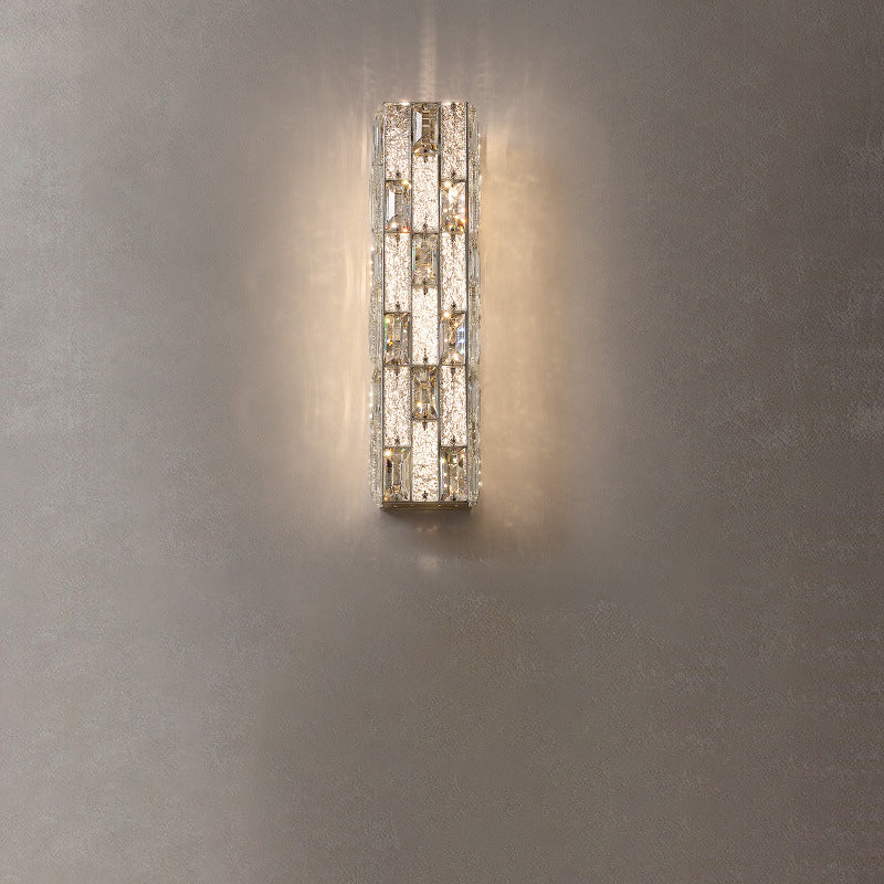 Applique murale LED en cristal rectangulaire en acier inoxydable de luxe moderne pour chambre 