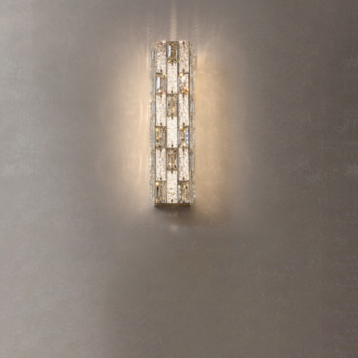 Applique murale LED en cristal rectangulaire en acier inoxydable de luxe moderne pour chambre 