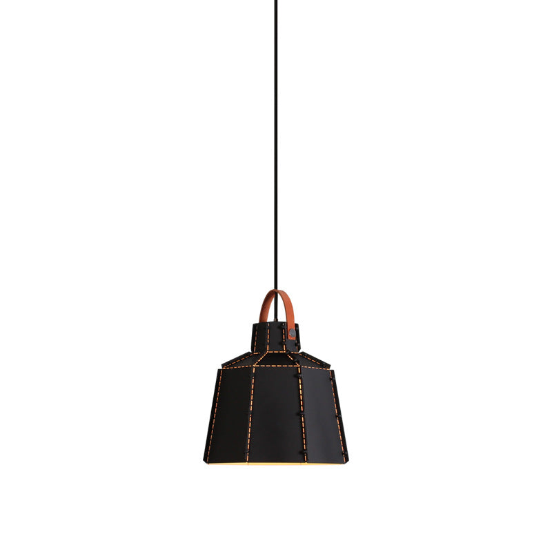 Lustre suspendu contemporain industriel rond cylindrique trapézoïdal en fer à 1 lumière pour salon 
