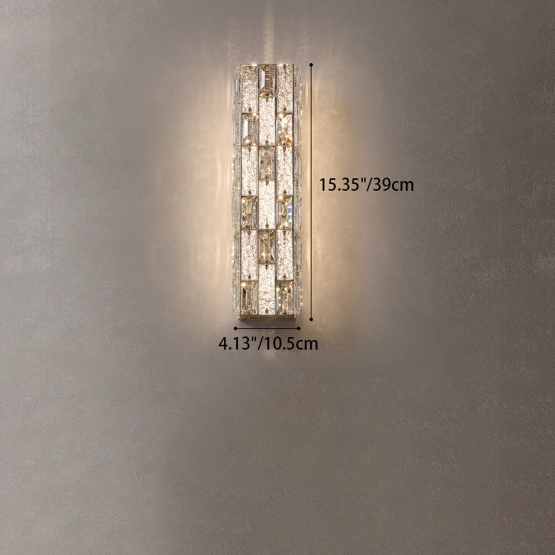 Applique murale LED en cristal rectangulaire en acier inoxydable de luxe moderne pour chambre 