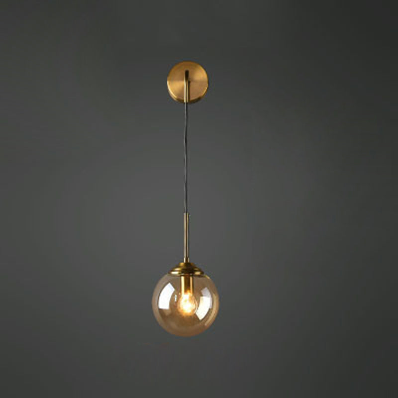 Applique murale contemporaine en fer rond avec verre à 1 lumière pour salon 