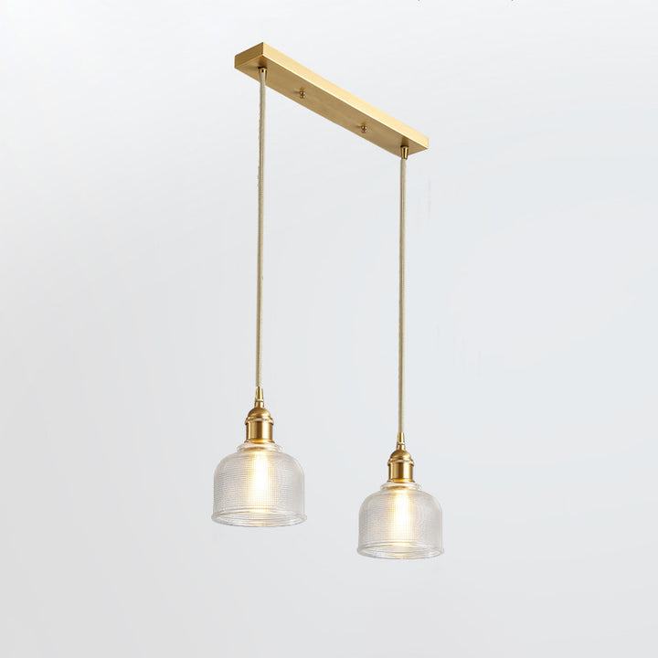 Lustre moderne minimaliste cylindrique trapézoïdal en laiton et verre 1/2/3 lumières pour salle à manger 