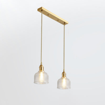 Moderner minimalistischer zylindrischer trapezförmiger Messingglas-Kronleuchter mit 1/2/3 Lichtern für das Esszimmer 