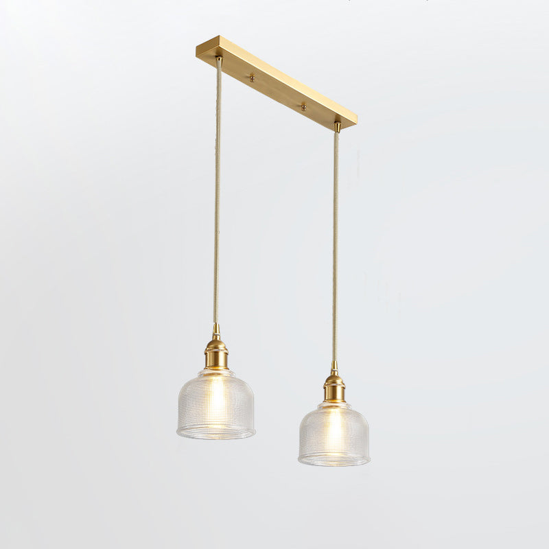 Moderner minimalistischer zylindrischer trapezförmiger Messingglas-Kronleuchter mit 1/2/3 Lichtern für das Esszimmer 