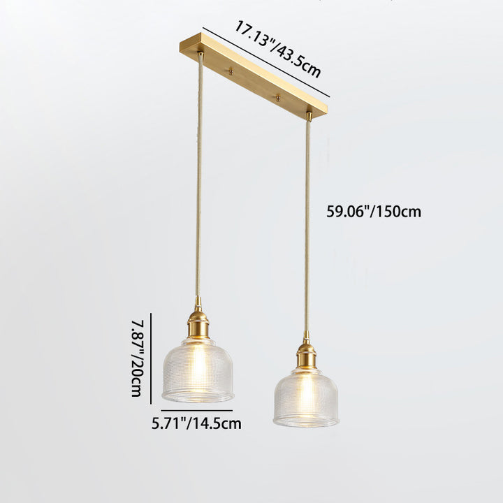 Lustre moderne minimaliste cylindrique trapézoïdal en laiton et verre 1/2/3 lumières pour salle à manger 