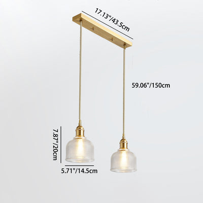 Moderner minimalistischer zylindrischer trapezförmiger Messingglas-Kronleuchter mit 1/2/3 Lichtern für das Esszimmer 