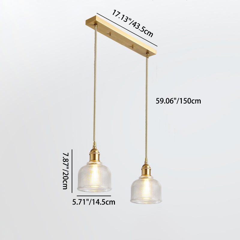 Moderner minimalistischer zylindrischer trapezförmiger Messingglas-Kronleuchter mit 1/2/3 Lichtern für das Esszimmer 
