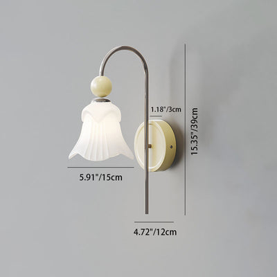 Traditional French Flower Round Ball Iron Glass 1-Light Wall Sconce Lamp For Bedroom
