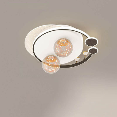 Contemporary Nordic Iron Acrylic Elliptical Star LED Semi-Flush Mount Ceiling Light For Bedroom