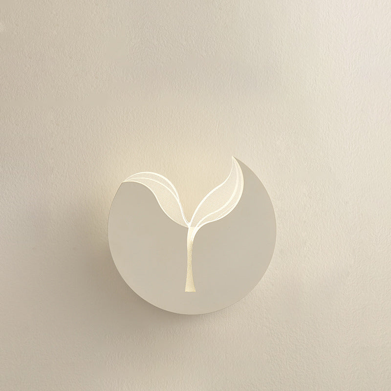 Zeitgenössische kreative Eisen Acryl Sapling Schatten LED Wandleuchte Lampe für Schlafzimmer 