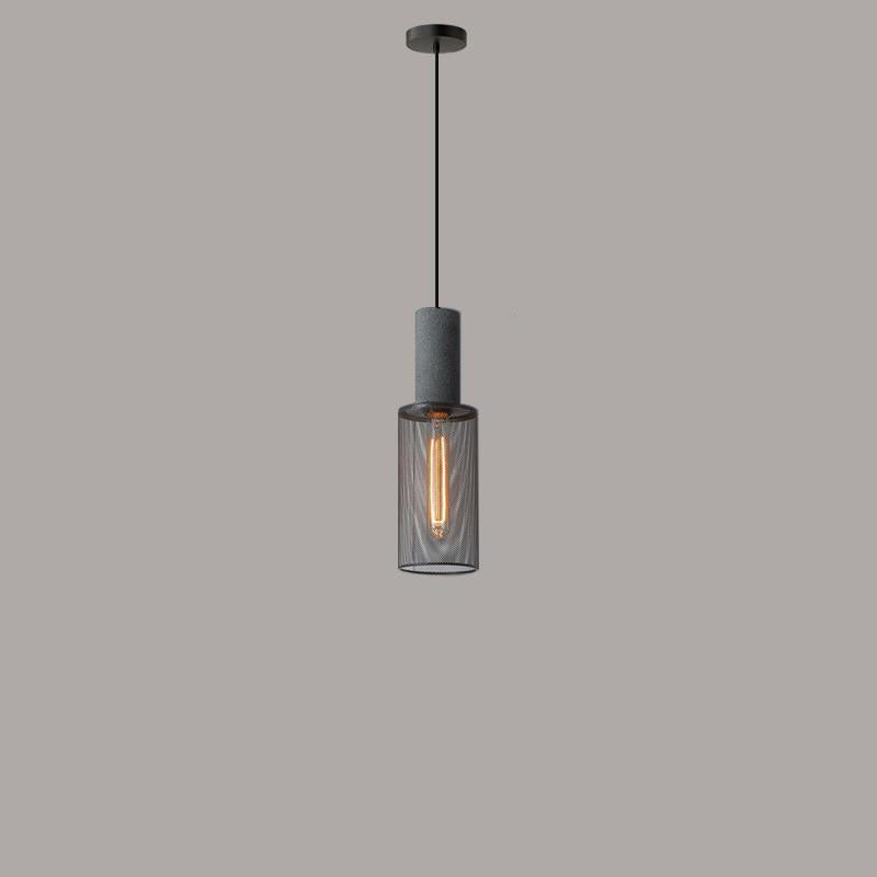 Contemporary Industrial Cylindrical Tapered Cement Iron 1-Light Pendant Light For Living Room