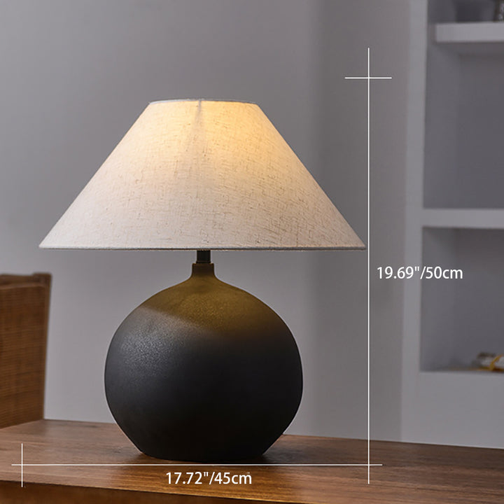 Modern Vintage Ceramic Jar Linen Fabric Handmade 1-Light Table Lamp For Living Room