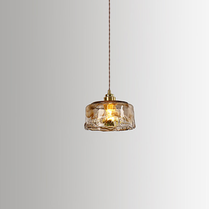 Vintage Amber Glas 1-Licht Pendelleuchte 