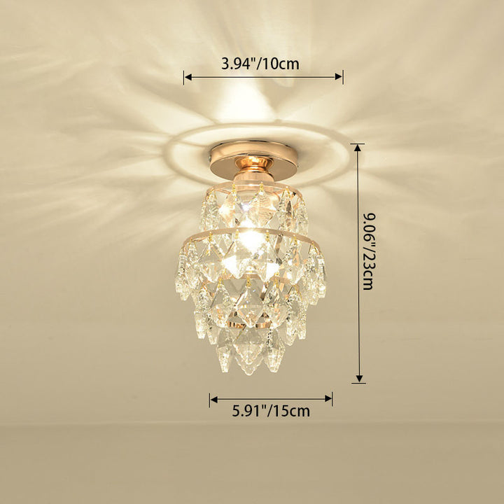 Luz de Techo Semi-Empotrada de 1 Luz de Cristal de Hierro Cilíndrico Moderno de Lujo para Pasillo 