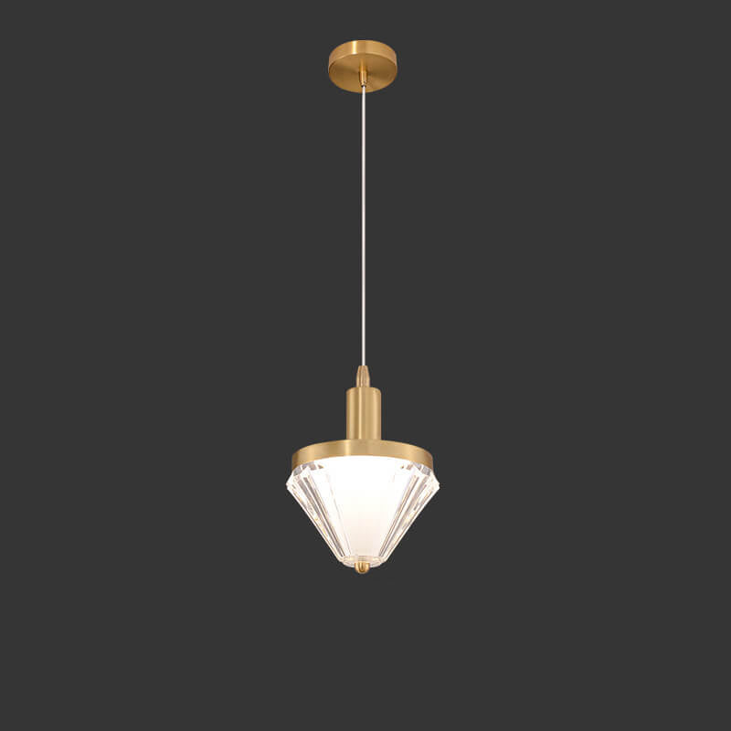 Moderne Luxus Hängeleuchte aus Vollkupfer Glas Zylinder Sphärische Diamant LED 