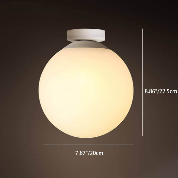 Modern Minimalist Glass Sphere 1-Light Semi-Flush Mount Ceiling Light