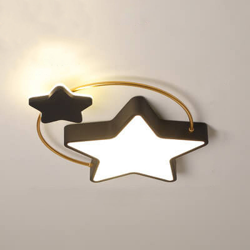 Modern Minimalist Star Moon Love Iron Acrylic LED Flush Mount Ceiling Light