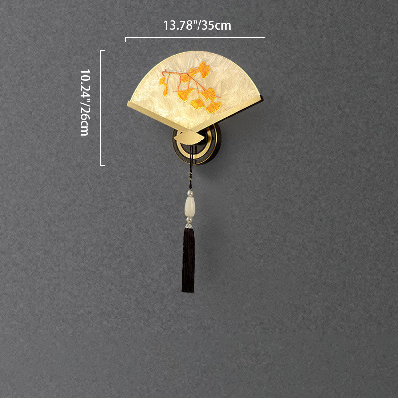 Lámpara de aplique de pared LED de acrílico de magnesio y cobre acanalado chino tradicional para dormitorio 