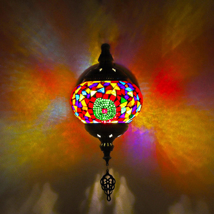 Applique Murale Globe en Mosaïque de Verre et Fer Rétro Contemporain à 1 Lumière Pour Couloir 