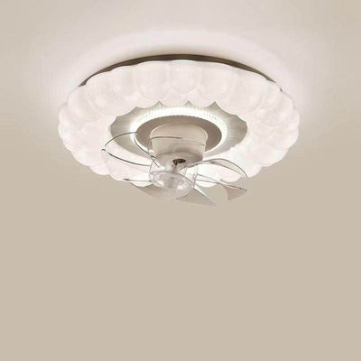 Moderner minimalistischer runder Hardware-LED-Deckenventilator mit Deckenleuchte für das Wohnzimmer 