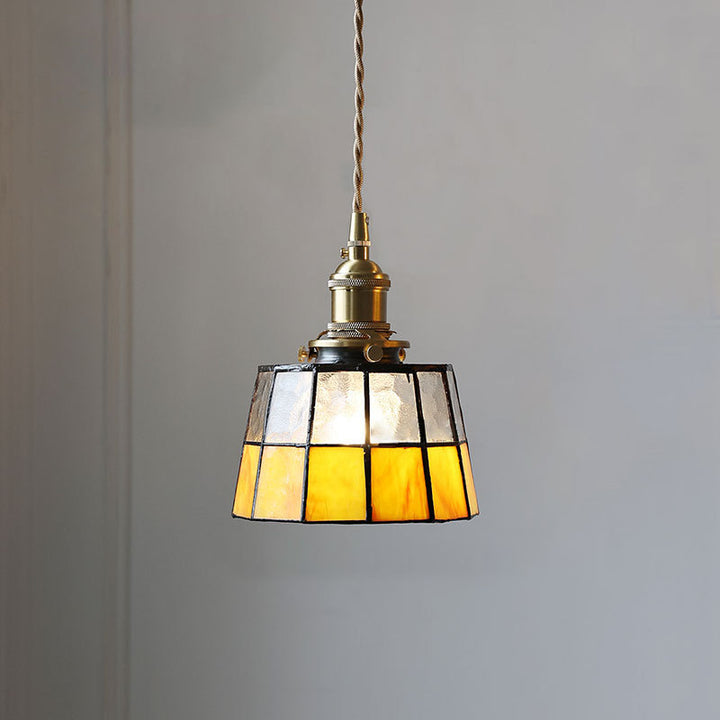 Lustre suspendu moderne créatif minimaliste en verre teinté cylindre à 1 lumière 