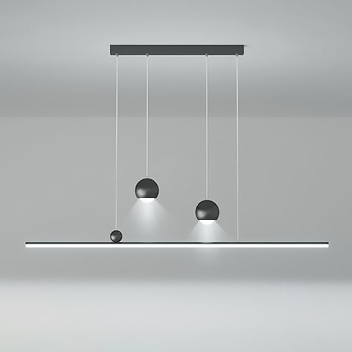 Modern Minimalist Long Iron Aluminum Acrylic LED Island Light Chandelier For Dining Room