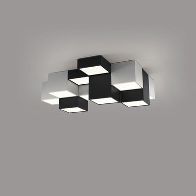 Modern Minimalist Cube Iron Acrylic LED Flush Mount Ceiling Light For Living Room