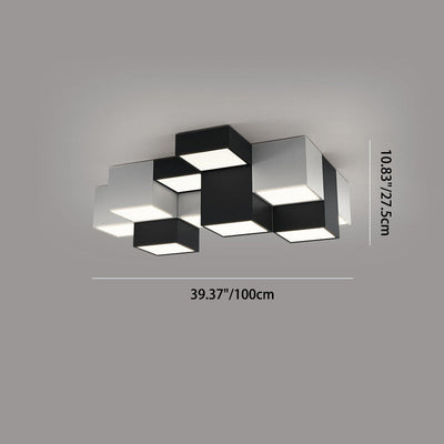 Modern Minimalist Cube Iron Acrylic LED Flush Mount Ceiling Light For Living Room