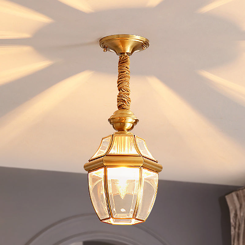 Moderne Luxus Gold Finish Rahmen geometrische Glas Schatten 1-Licht Pendelleuchte für Schlafzimmer 