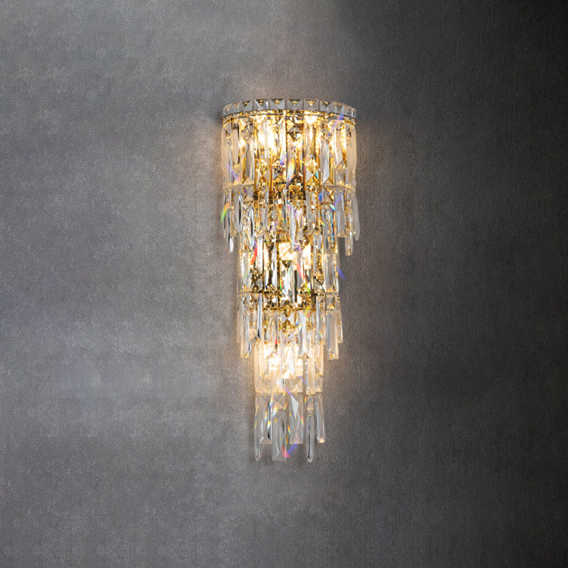 Zeitgenössische Luxus Kristall Quaste Halb Pfosten 1-Licht Wandleuchte Lampe für Wohnzimmer 