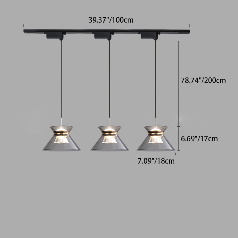 Moderne minimalistische runde Trichter Hardware Acryl LED Insel Licht Kronleuchter für Esszimmer 