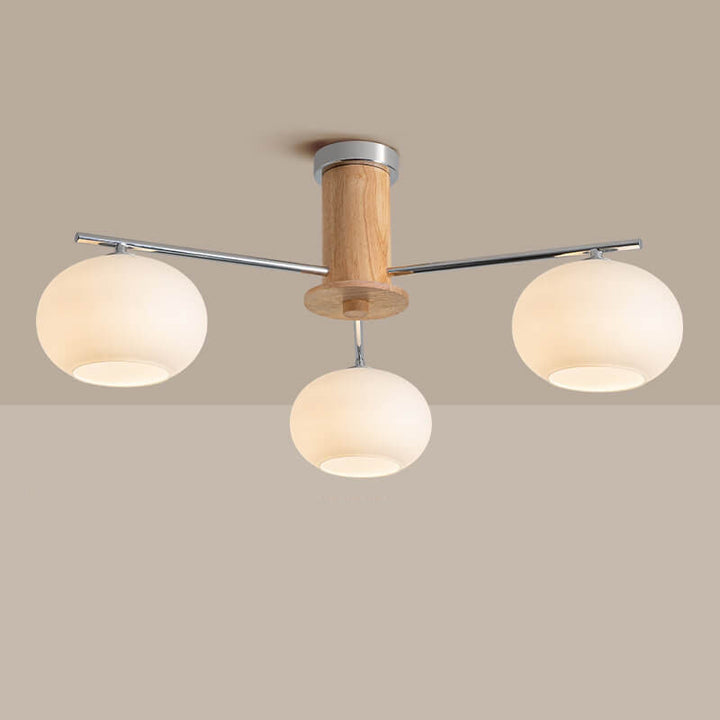 Candelabro de 3/5/6/8 luces con rayas de vidrio y herrajes de madera de simplicidad moderna para sala de estar 