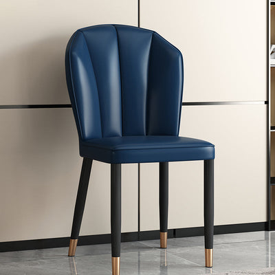 Chaise de salle à manger avec dossier en cuir moderne de luxe en acier au carbone et éponge, coque carrée pour salle à manger 