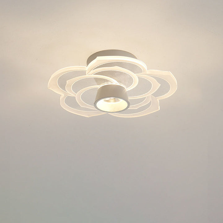 Moderne minimalistische runde Rose Blume Eisen Acryl LED Unterputz Deckenleuchte für Wohnzimmer 