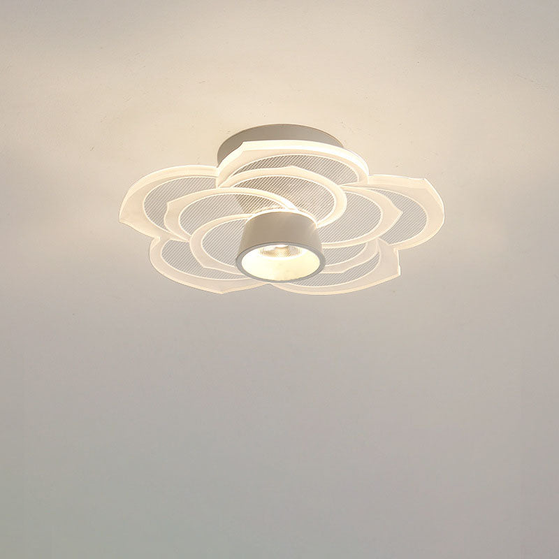 Modern Minimalist Round Rose Flower Iron Acrylic LED Flush Mount Ceiling Light For Living Room